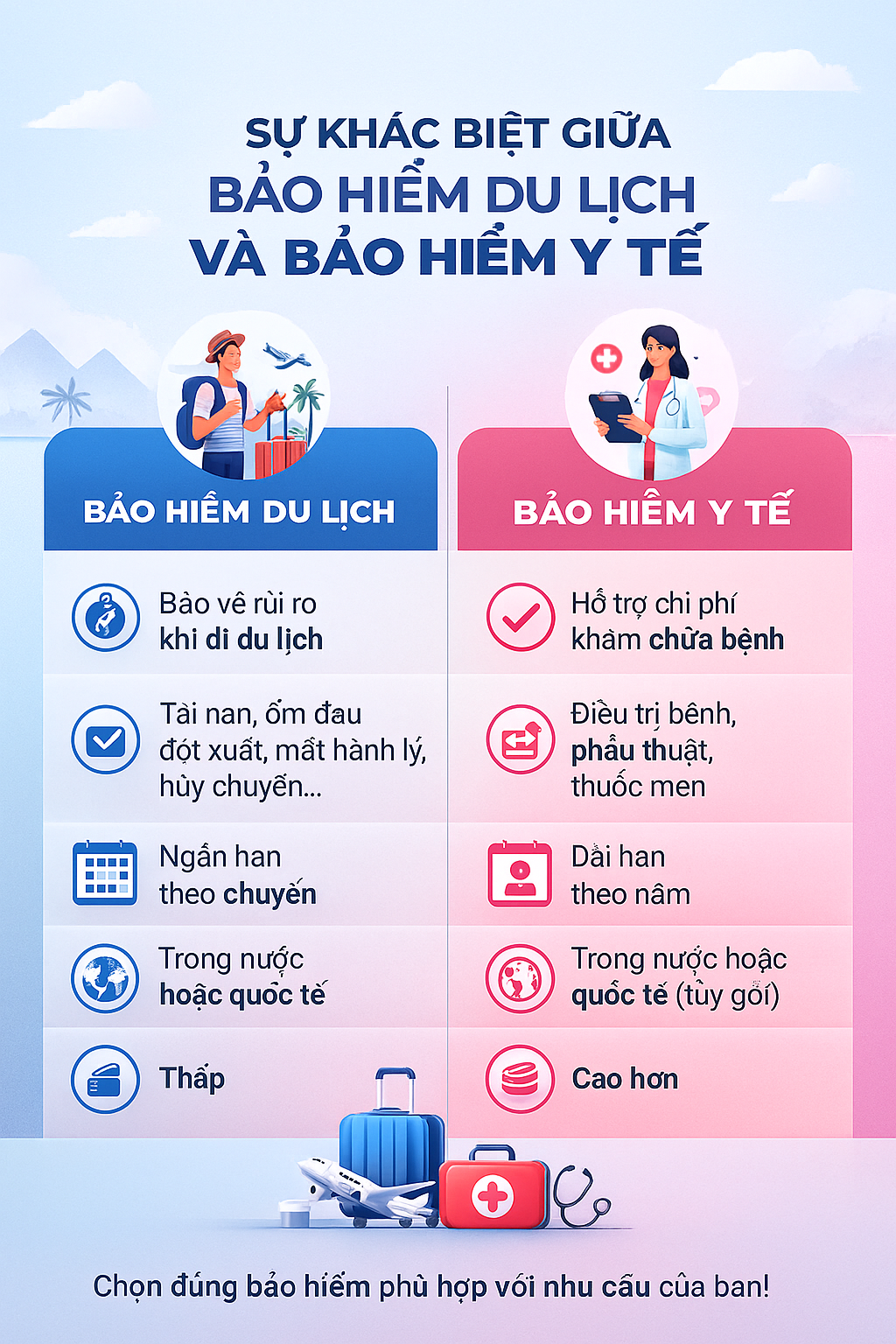 Sự Khác Biệt Giữa Bảo Hiểm Du Lịch & Bảo Hiểm Y Tế